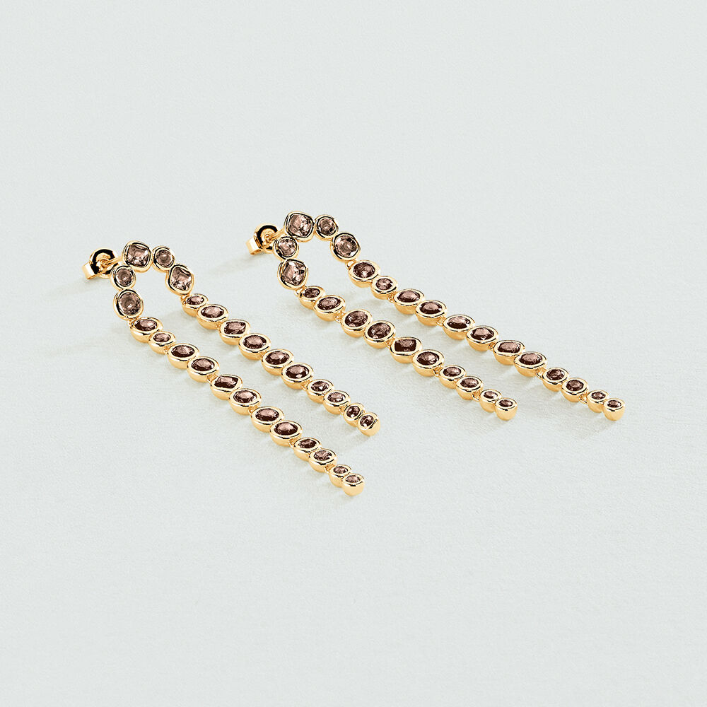 Boucles d'oreilles pendantes ADAMAS - Gris / Doré - Boucles d'oreilles fantaisies  | Agatha