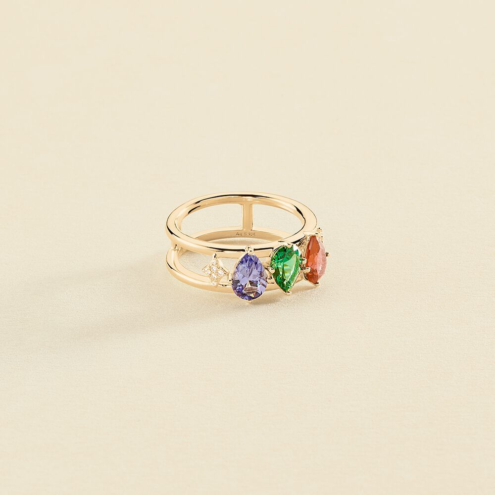 Bague large ASTRE - Multicolore / Doré - Bagues  | Agatha