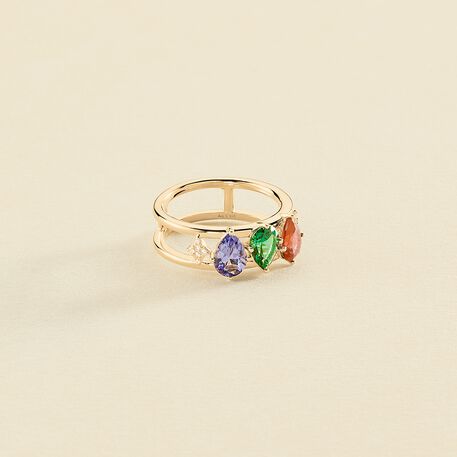 Bague large ASTRE - Multicolore / Doré - Bagues  | Agatha