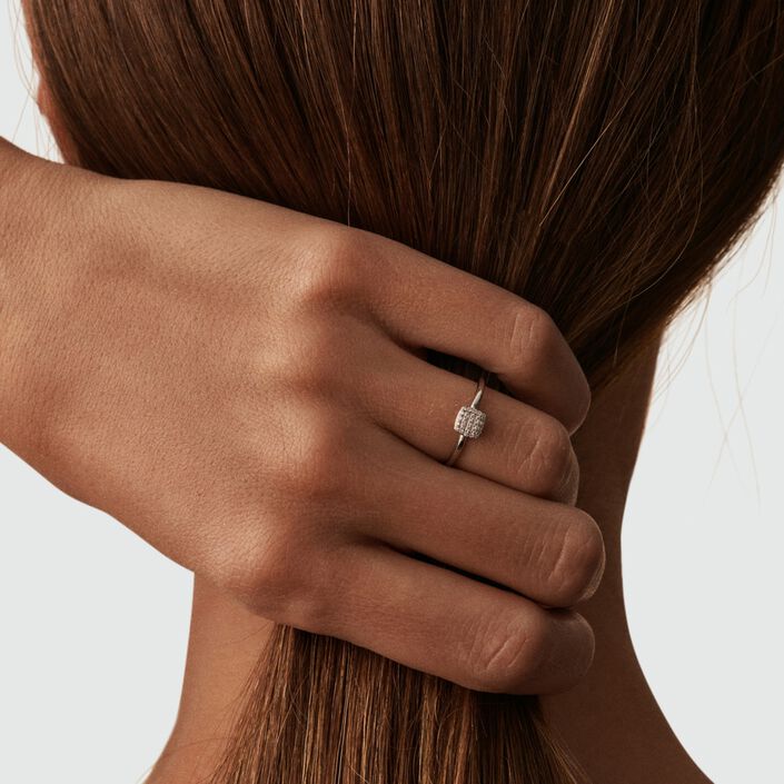 Bague fine GLORIA - Cristal / Argenté - Bagues  | Agatha