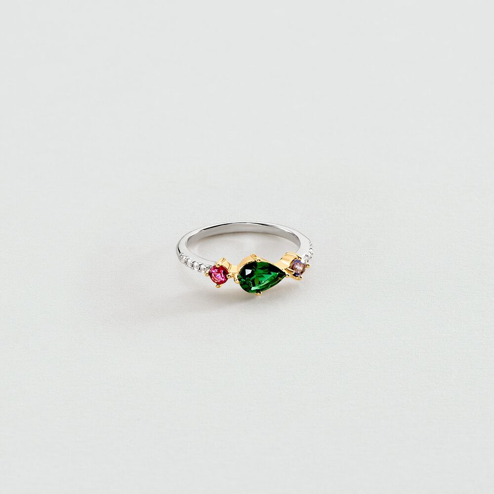 Bague fine ASTRE - Multicolore / Doré - Bagues fines  | Agatha