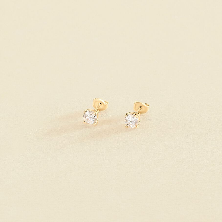 Boucles d'oreilles puces SOL - Cristal / Doré - Boucles d'oreilles puces  | Agatha