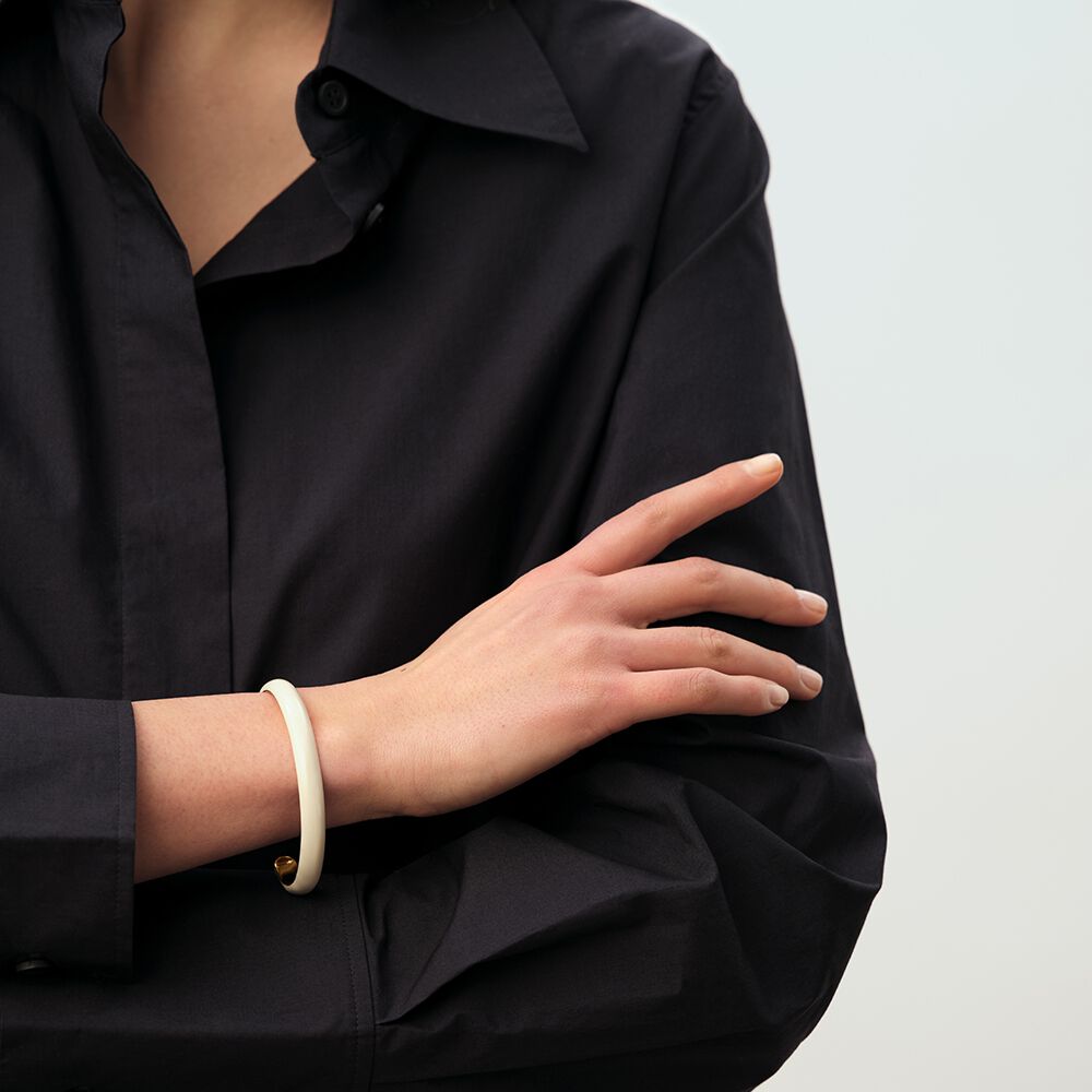 Jonc LEO - Blanc / Doré - Bracelets fantaisie  | Agatha