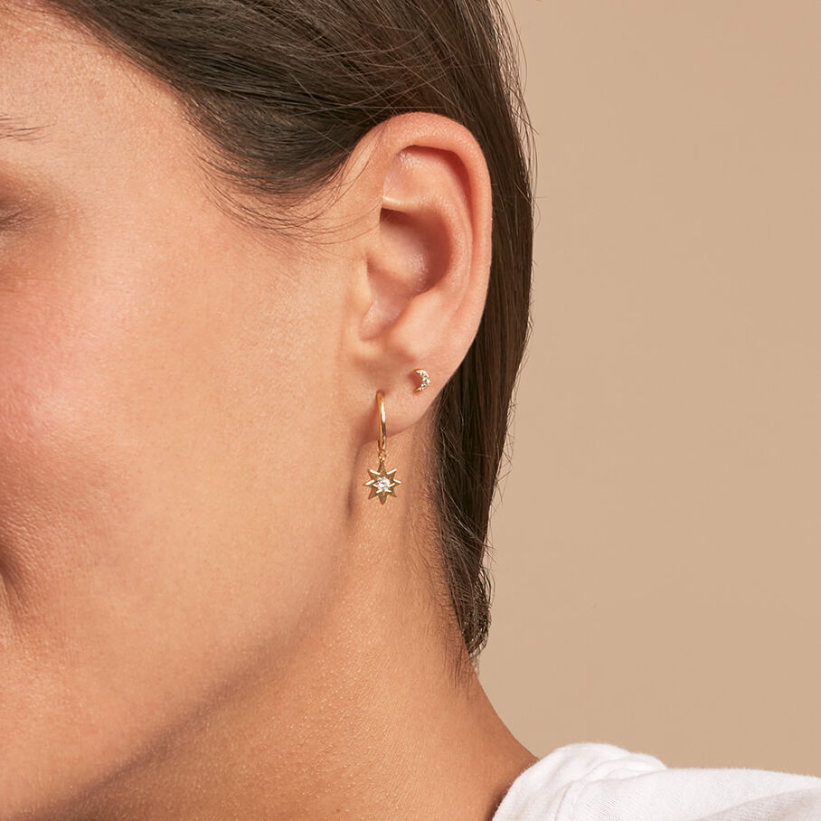 Piercing créole BIG STAR - Cristal / Doré - Piercings  | Agatha