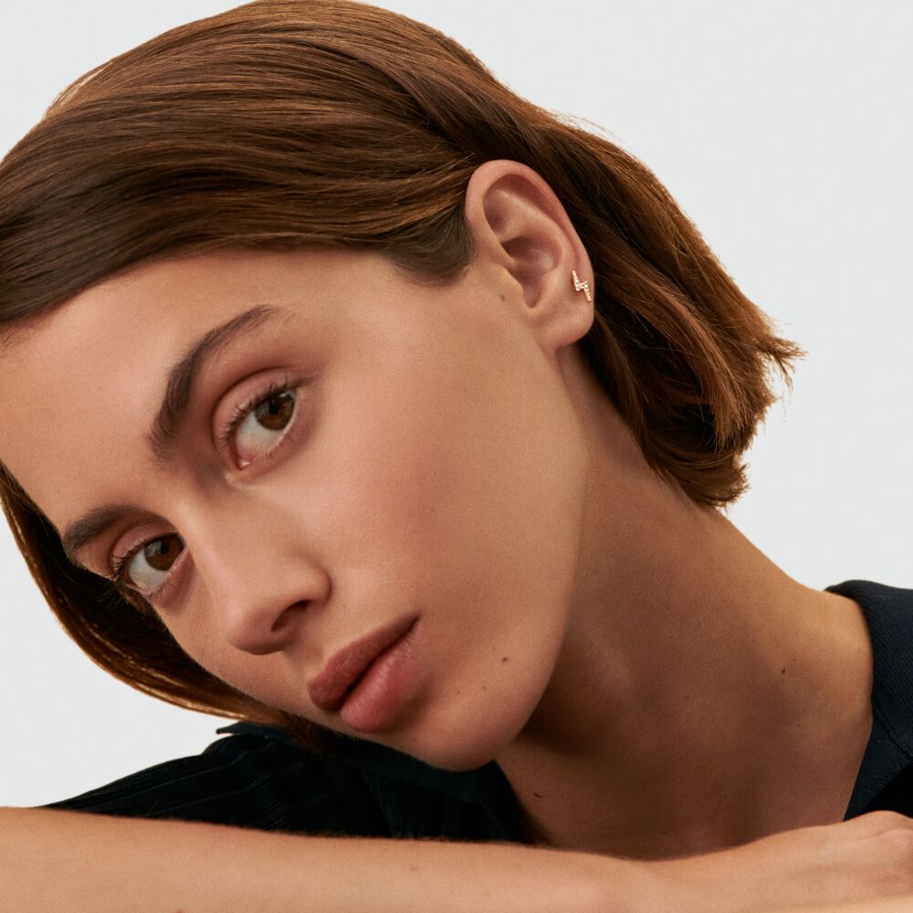 Piercing puce ECLAIR - Cristal / Dor&eacute; - Argent v&eacute;ritable  | Agatha