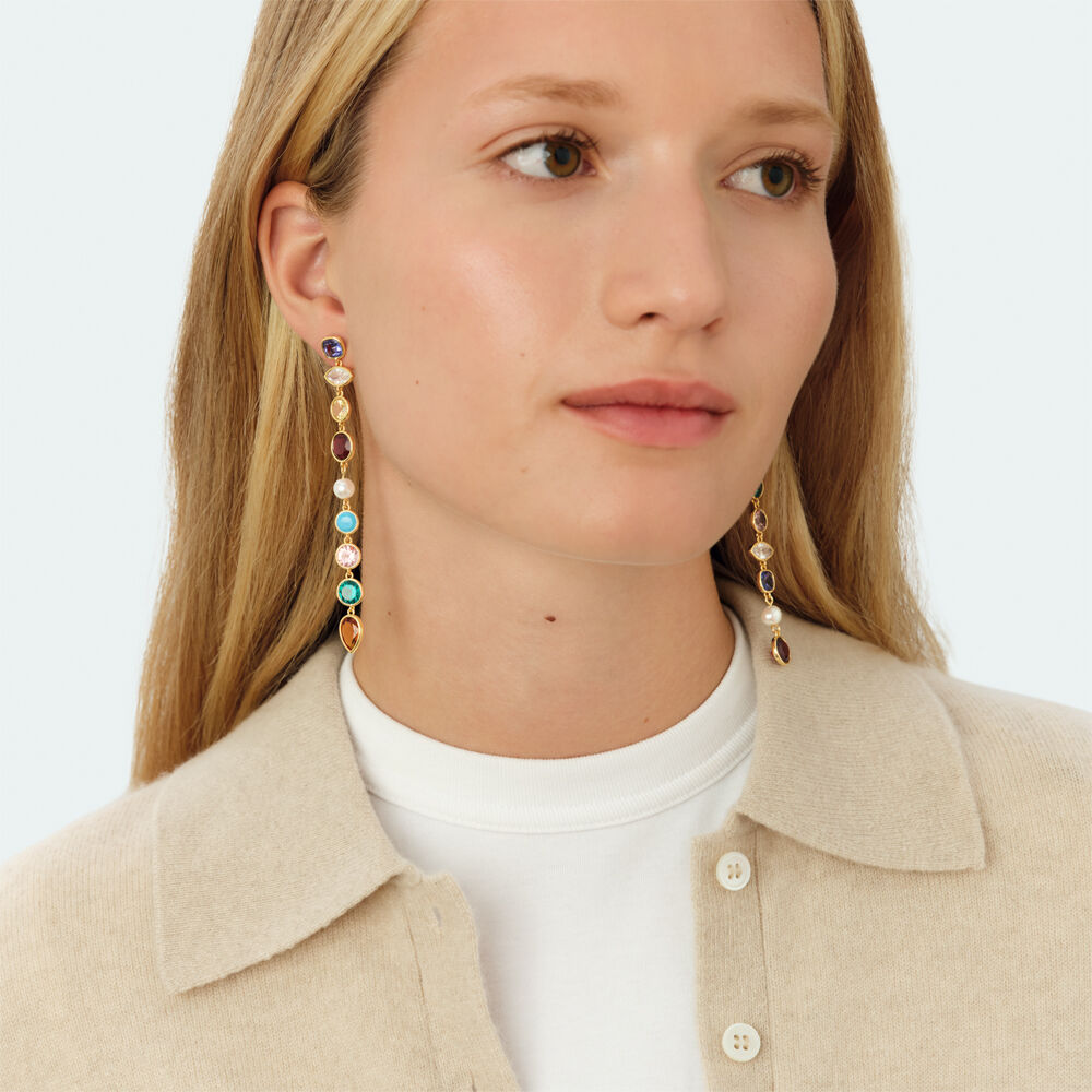Boucles d'oreilles pendantes CANDY - Multicolore / Dor&eacute; - Boucles d'oreilles fantaisies  | Agatha