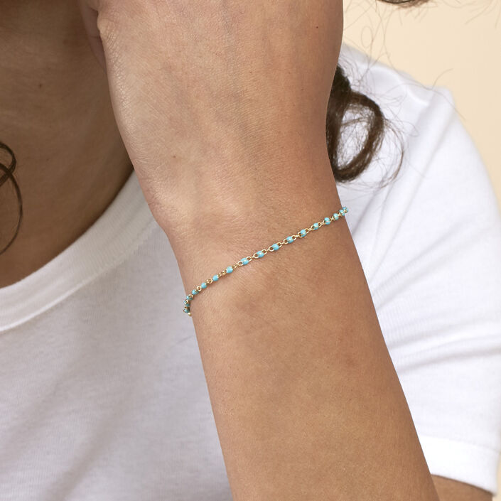 Bracelet souple SMARTY - Turquoise / Doré - Bracelets  | Agatha