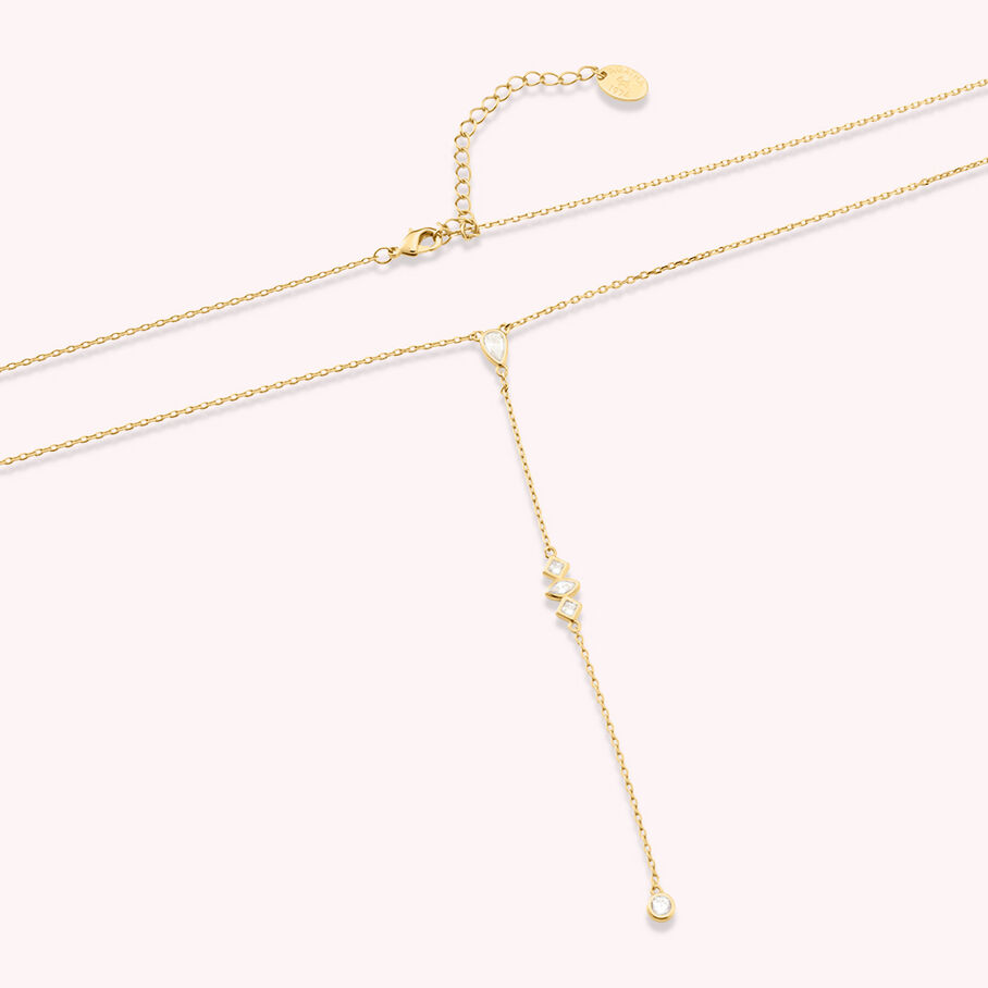 Collier mi-long PIRAMIDE - Cristal / Doré - Colliers  | Agatha