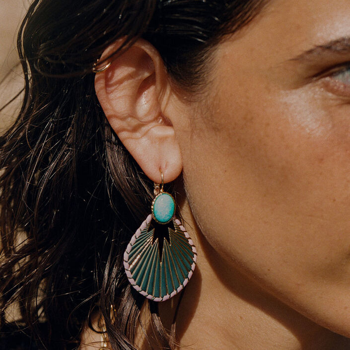 Boucles d'oreilles pendantes ARLEQUIN - Amazonite - Boucles d'oreilles  | Agatha