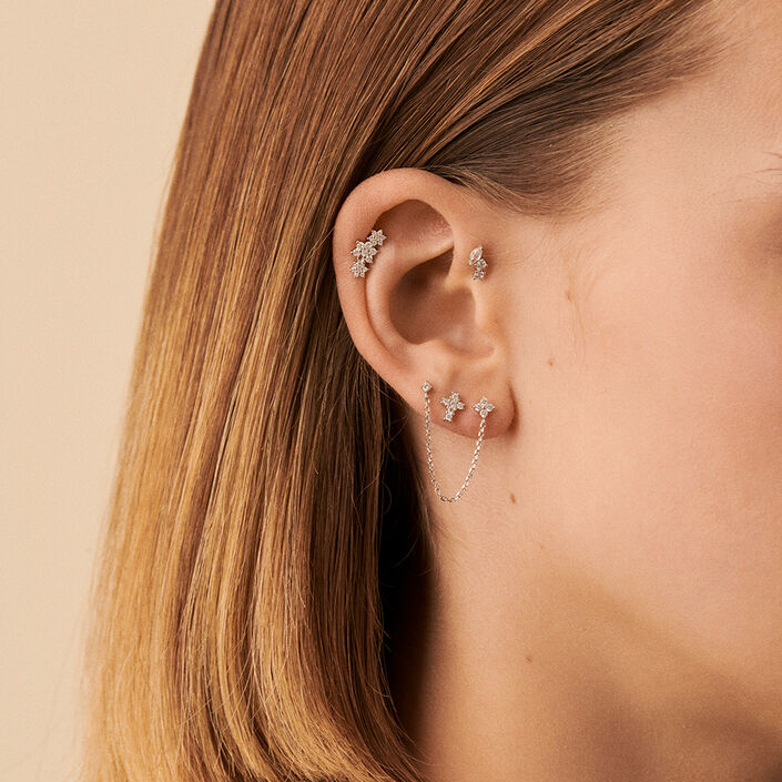 Piercing puce MIX& MATCH - Cristal / Argenté - Piercings  | Agatha