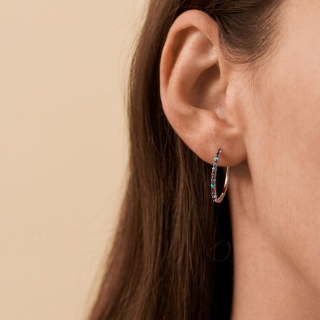 Créoles BELOVED - Multicolore / Argenté - Boucles d'oreilles  | Agatha