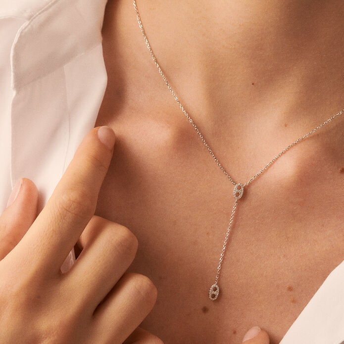 Collier mi-long ETREINTE - Cristal / Argenté - Colliers  | Agatha