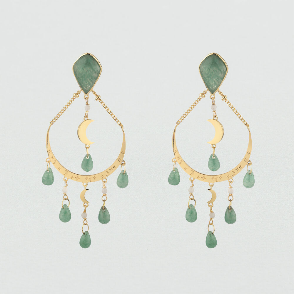 Boucles d'oreilles pendantes MOONLIGHT - Aventurine - Boucles d'oreilles fantaisies  | Agatha