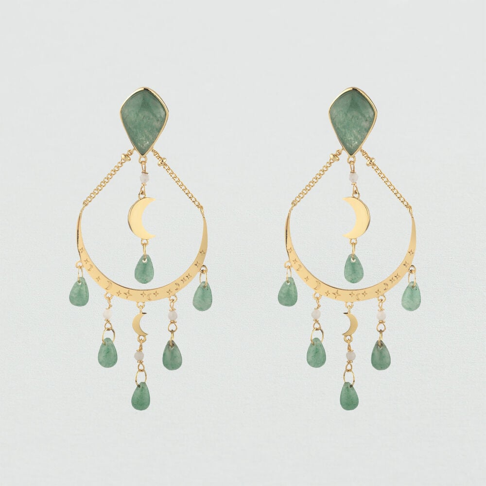 Boucles d'oreilles pendantes MOONLIGHT - Aventurine - Boucles d'oreilles fantaisies  | Agatha