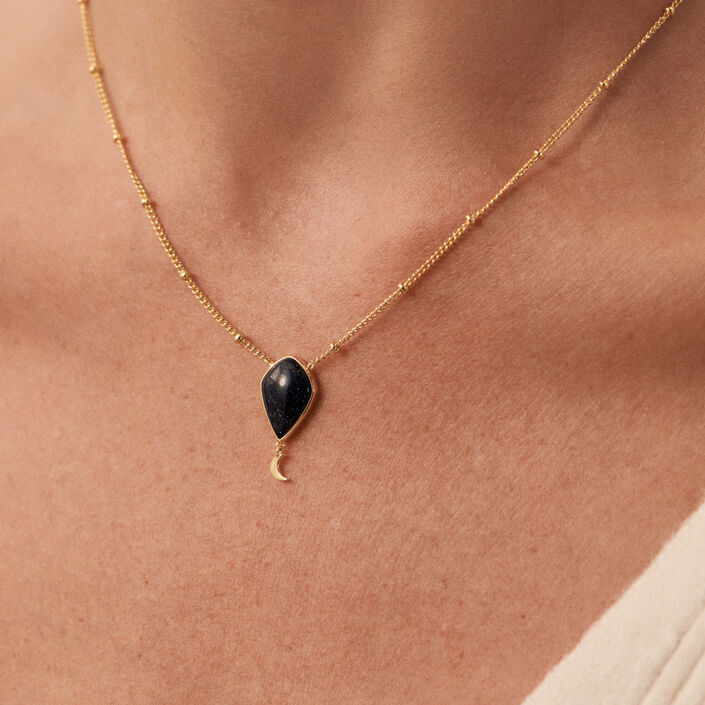 Collier ras du cou CREPUSCULE - Bleu / Doré - Colliers  | Agatha