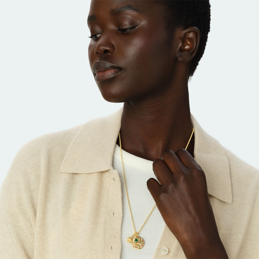 Pendentif TR&Egrave;FLE - Vert / Dor&eacute; - Bijoux  | Agatha