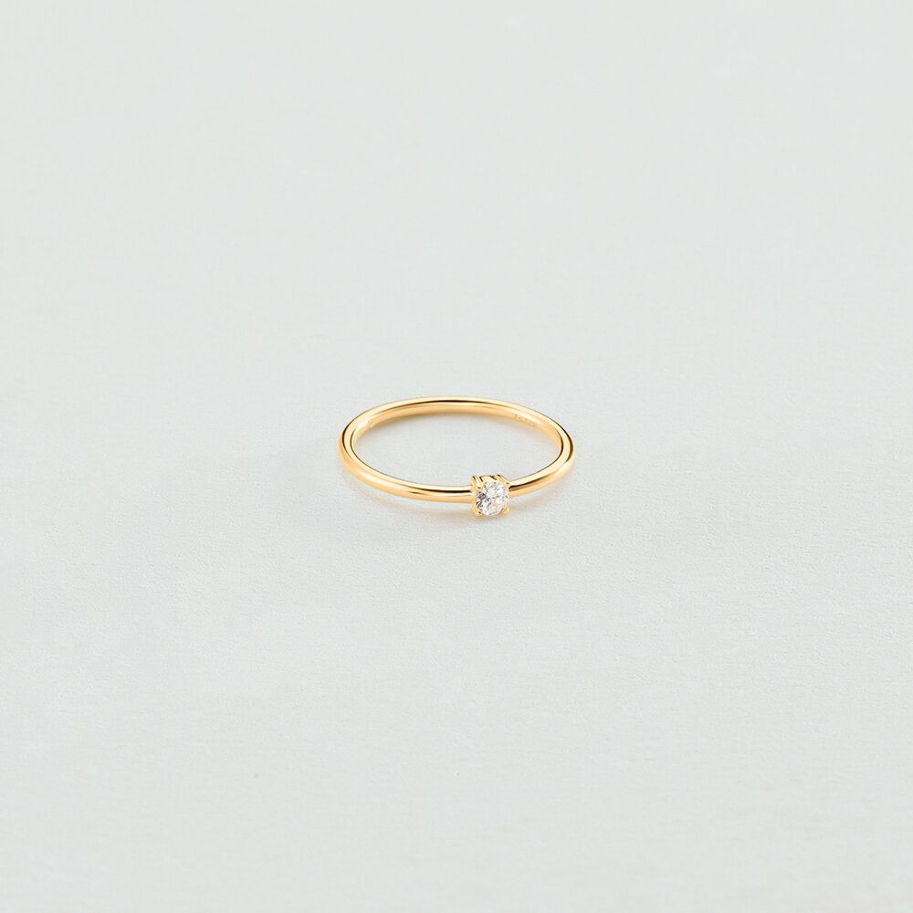 Bague fine SOL - Cristal / Doré - Bagues avec pierre  | Agatha