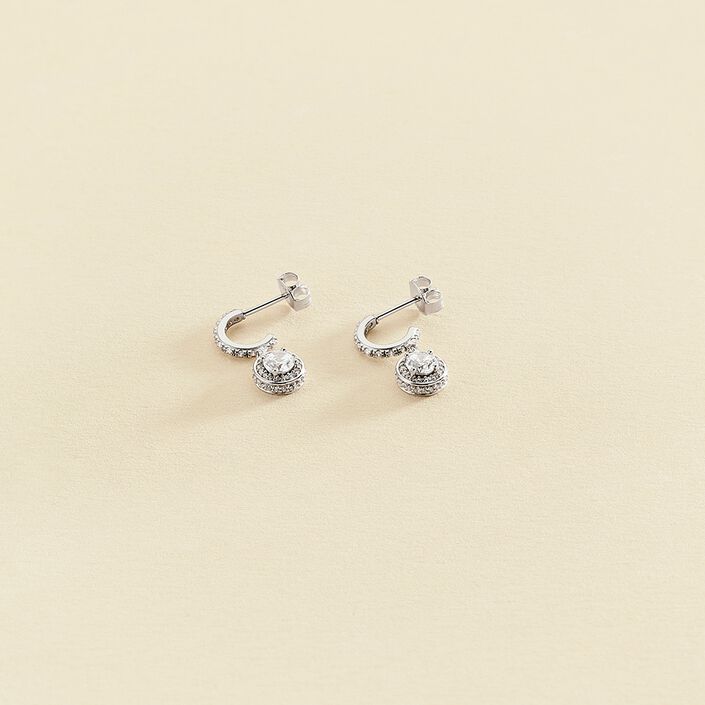 Créoles IMPERIAL - Cristal / Argenté - Boucles d'oreilles  | Agatha