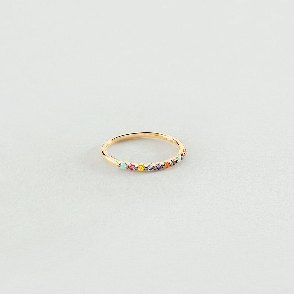 Bague fine BELOVED - Multicolore / Doré - Bagues avec pierre  | Agatha