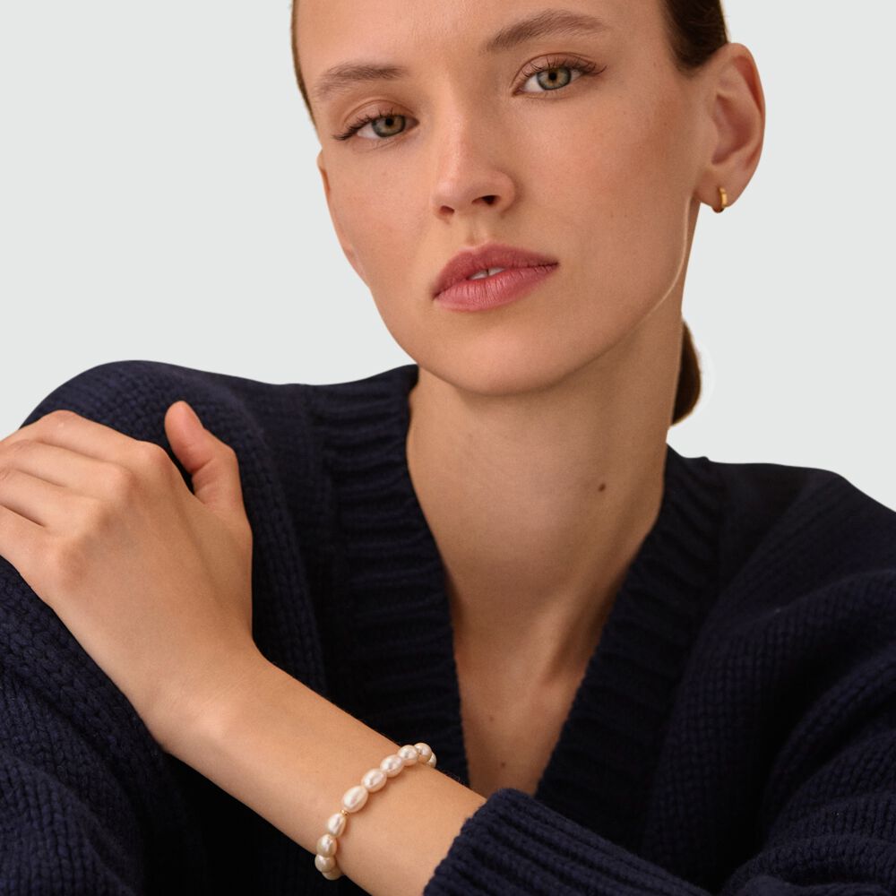 Bracelet souple MARGAUX - Perle / Doré - Bracelets fantaisie  | Agatha