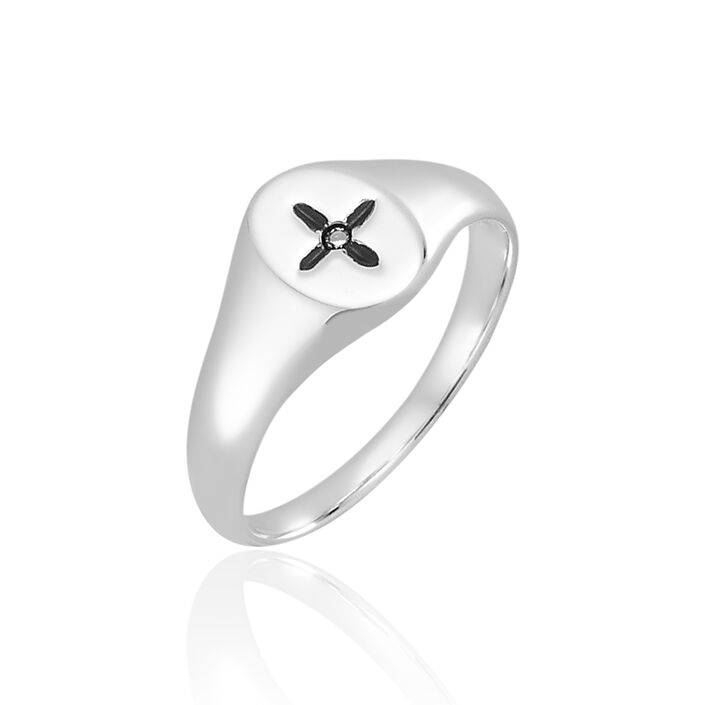 Bague fine SIGNET - Cristal / Argenté - Bagues  | Agatha