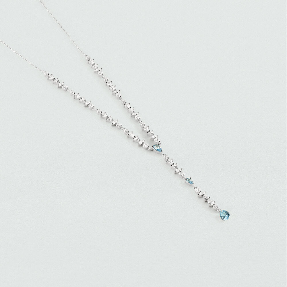 Collier mi-long JACKIE - Argenté / Bleu aquamarine  - Colliers mi-long  | Agatha