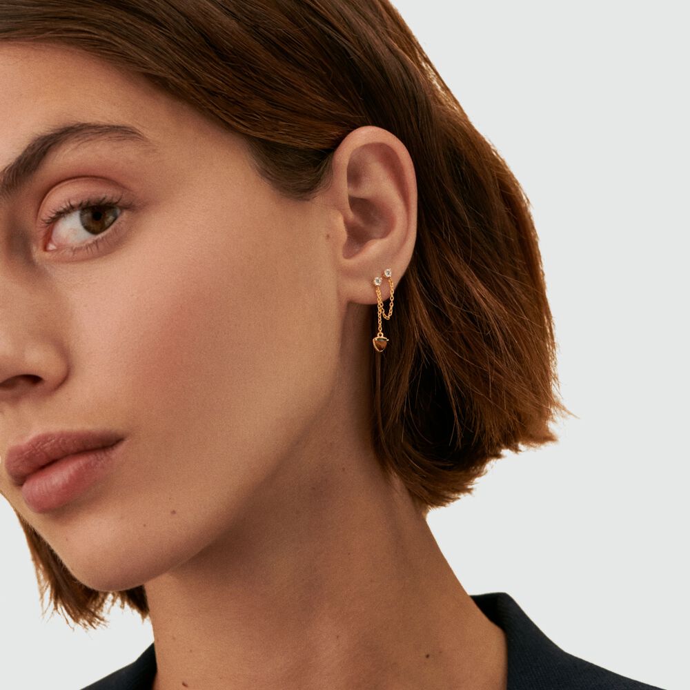 Piercing puce MIX & MATCH - Oeil de tigre - Argent v&eacute;ritable  | Agatha