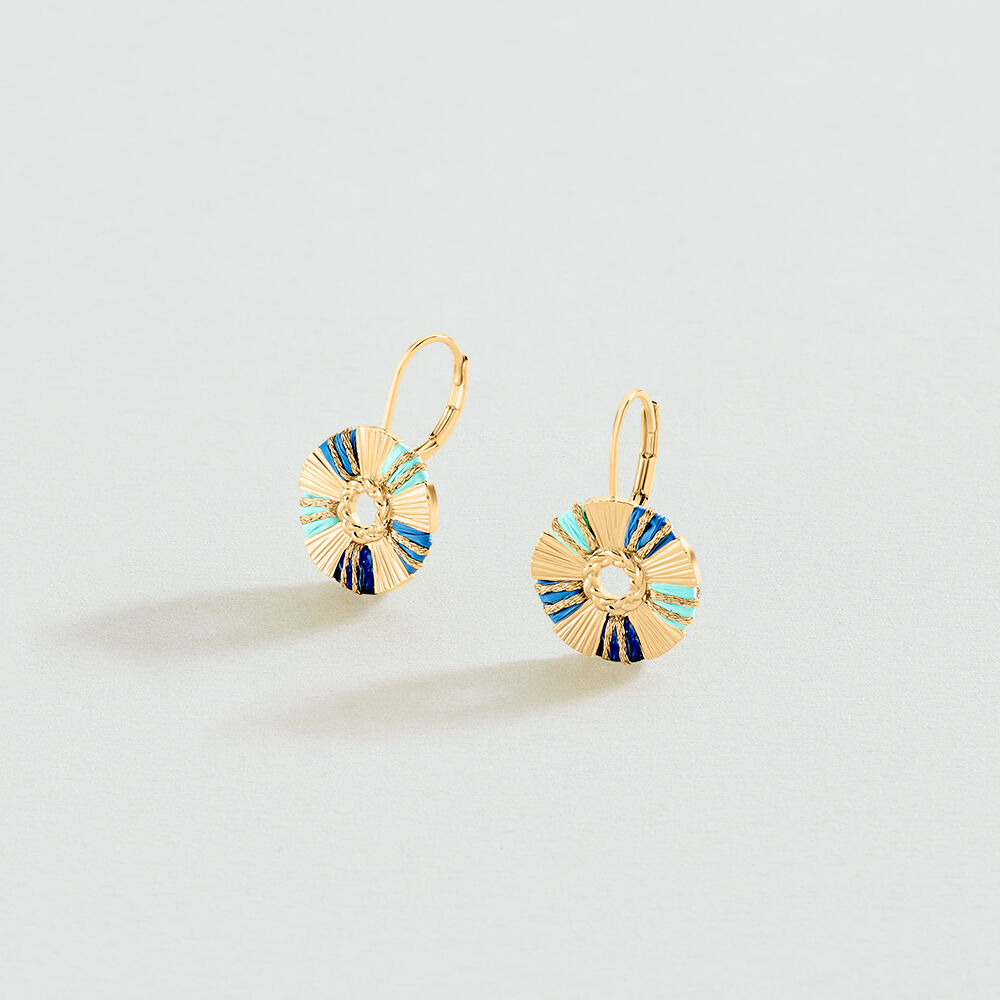 Boucles d'oreilles pendantes RAFIA - Bleu / Doré - Boucles d'oreilles  | Agatha