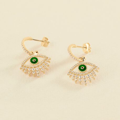 Créoles LUCKY EYE - Vert / Doré - Boucles d'oreilles  | Agatha