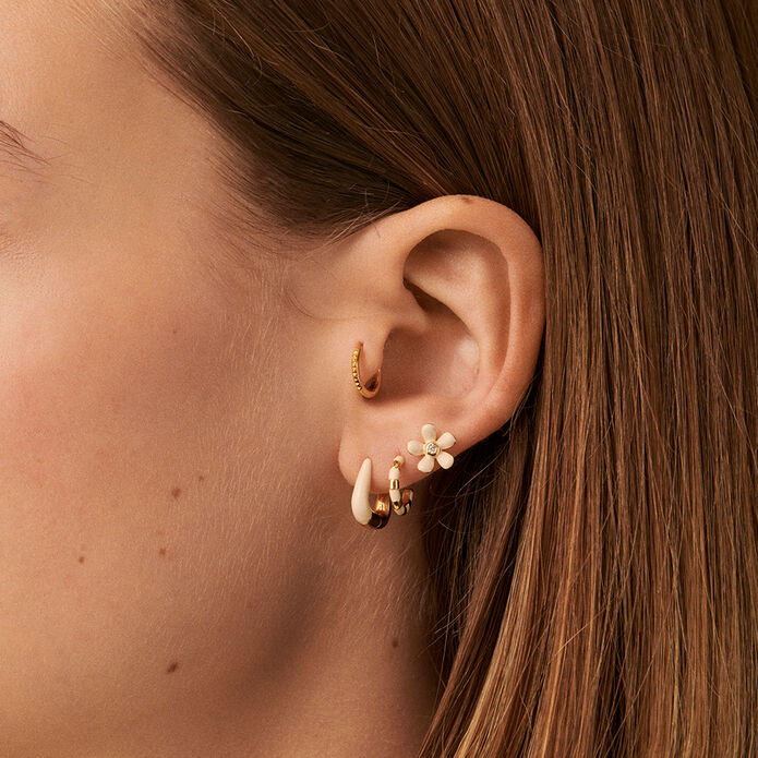 Piercing puce SUZON - Blanc / Doré - Piercings  | Agatha