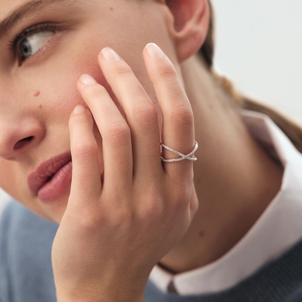 Bague fine BARSHINE - Cristal / Argenté - Bagues avec pierre  | Agatha