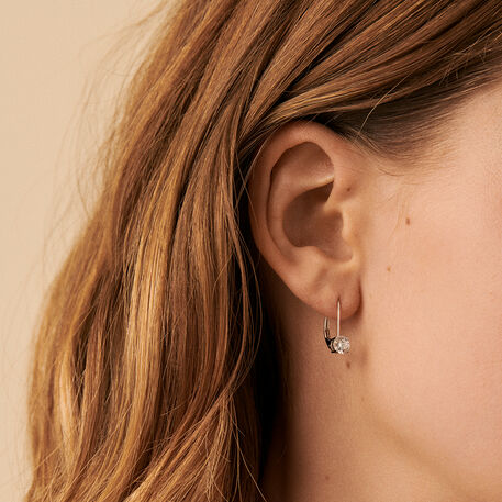 Boucles d'oreilles pendantes SOL - Cristal / Argenté - Boucles d'oreilles  | Agatha
