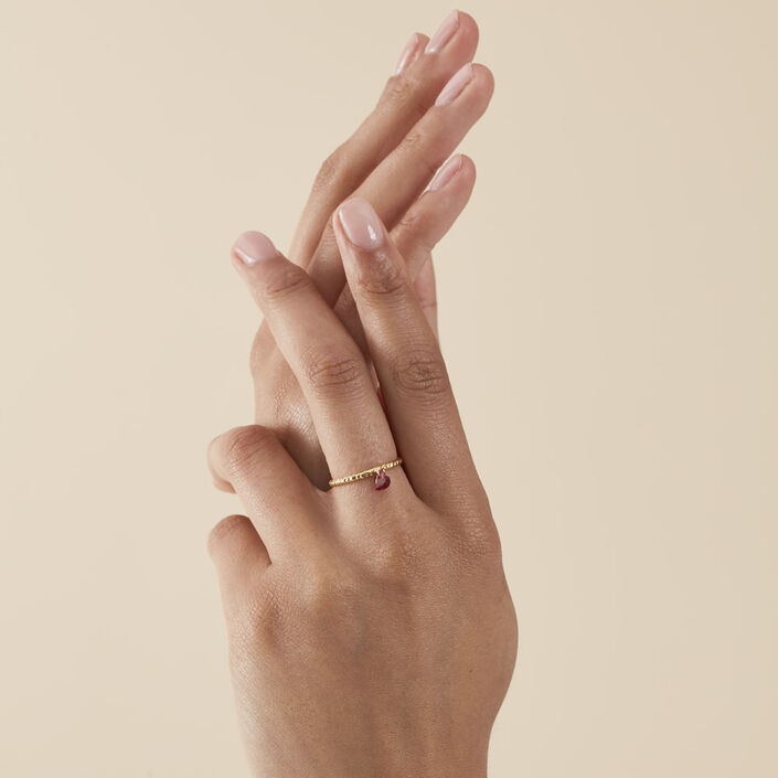 Bague fine BEGUIN - Rouge / Doré - Bagues  | Agatha