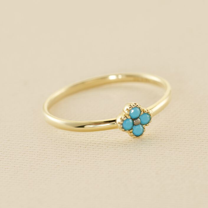 Bague fine BELOVED - Turquoise / Doré - Bagues  | Agatha