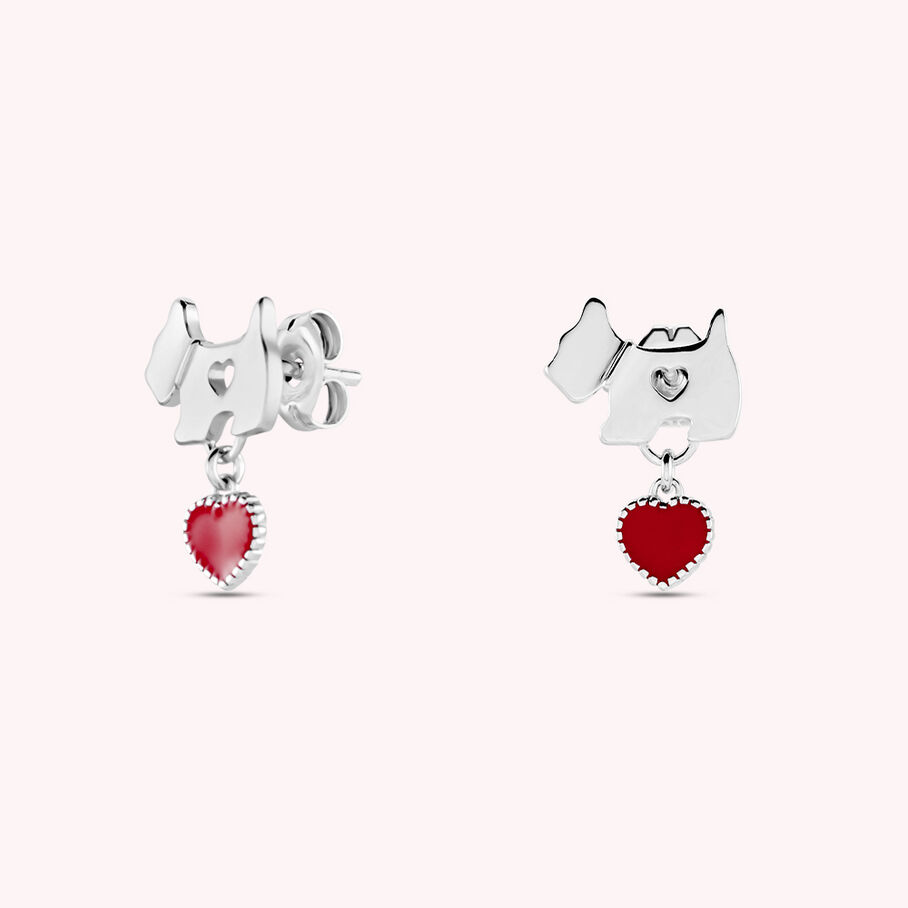 Boucles d'oreilles puces LOVESCOT - Rouge / Argenté - Boucles d'oreilles puces  | Agatha