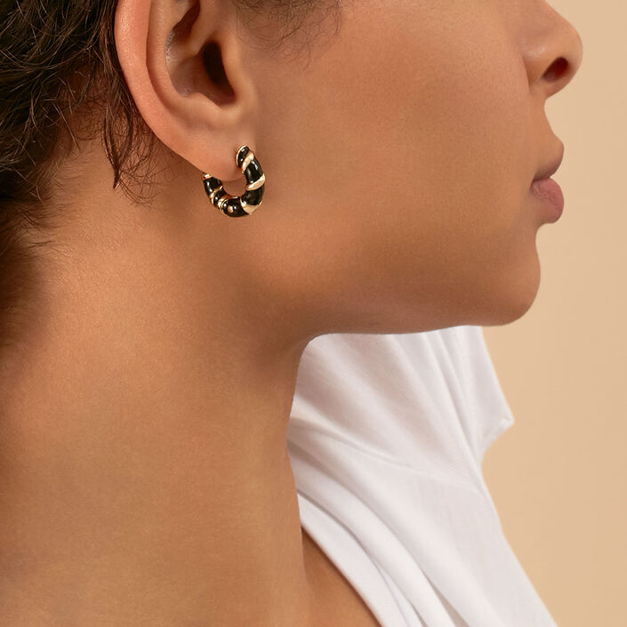 Créoles SESHA - Noir / Doré - Boucles d'oreilles  | Agatha