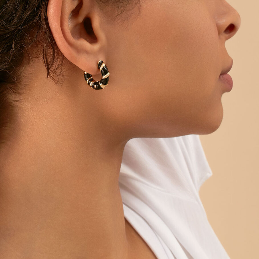 Créoles SESHA - Noir / Doré - Boucles d'oreilles  | Agatha