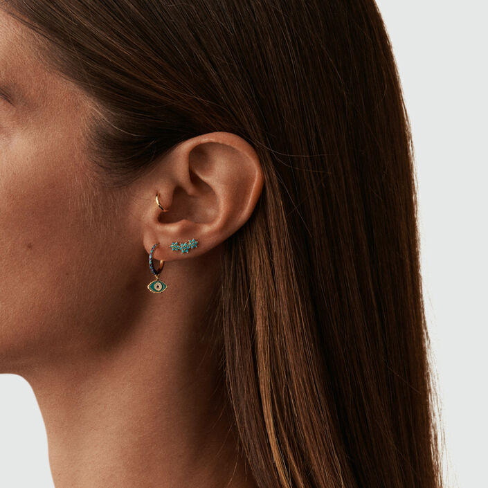 Piercing puce TRIOFLOR - Turquoise / Doré - Piercings  | Agatha