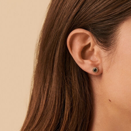 Boucles d'oreilles puces IMPERIAL - Noir / Doré - Boucles d'oreilles puces  | Agatha