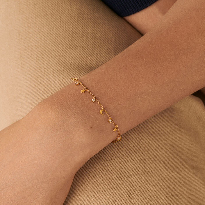 Bracelet souple LUNITAS - Cristal / Doré - Bracelets  | Agatha