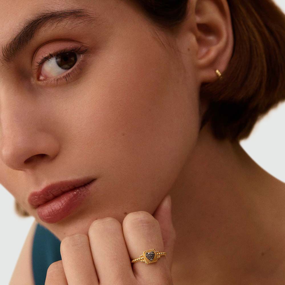 Bague fine DIAMONDS - Dor&eacute; / Gun - Bagues avec pierre  | Agatha