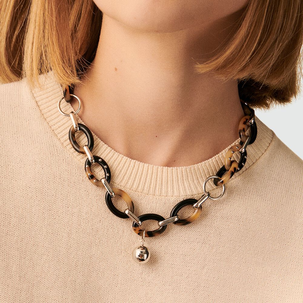Collier mi-long ARIA - Ecaille / Noir - Colliers fantaisie  | Agatha