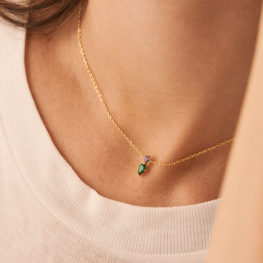 Collier ras du cou ASTRE - Vert / Doré