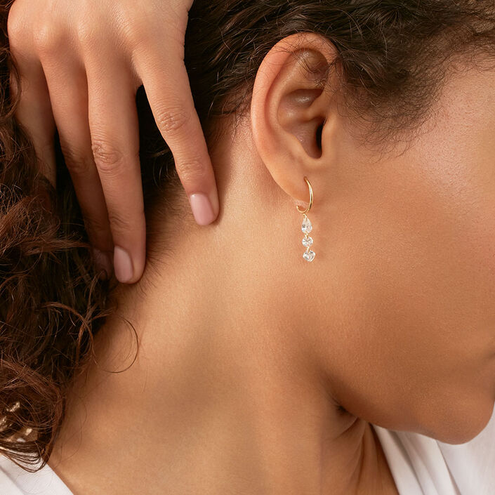 Créoles PETILLE - Cristal / Doré - Boucles d'oreilles  | Agatha