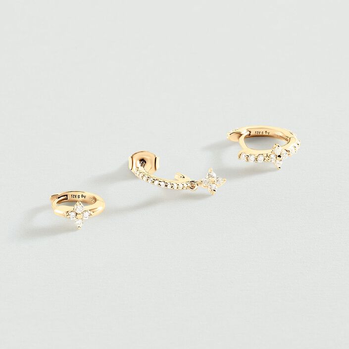 Piercing créole MIX& MATCH - Cristal / Doré - Boucles d'oreilles  | Agatha