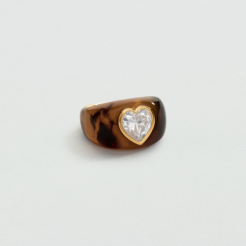 Bague large VICTOIRE - Ecaille / Dor&eacute; - Bagues larges  | Agatha