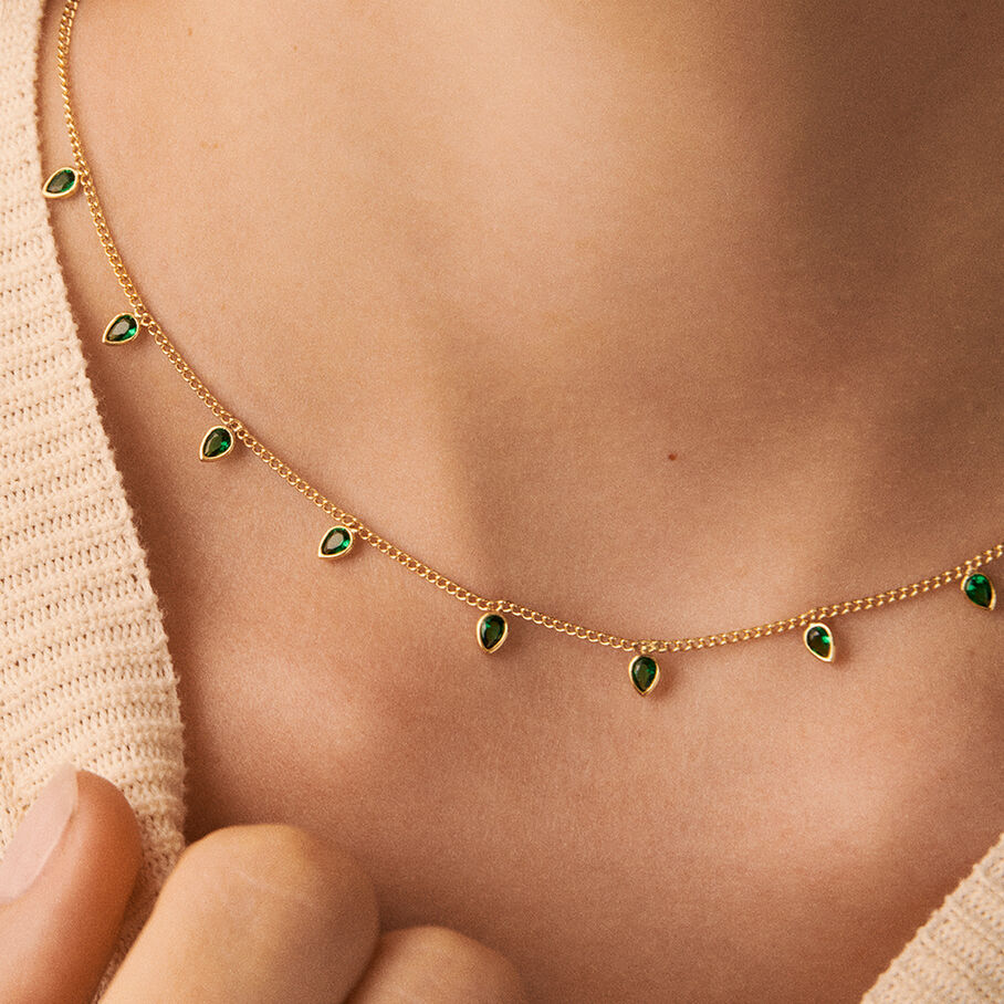 Collier ras du cou NEITH - Vert / Doré
