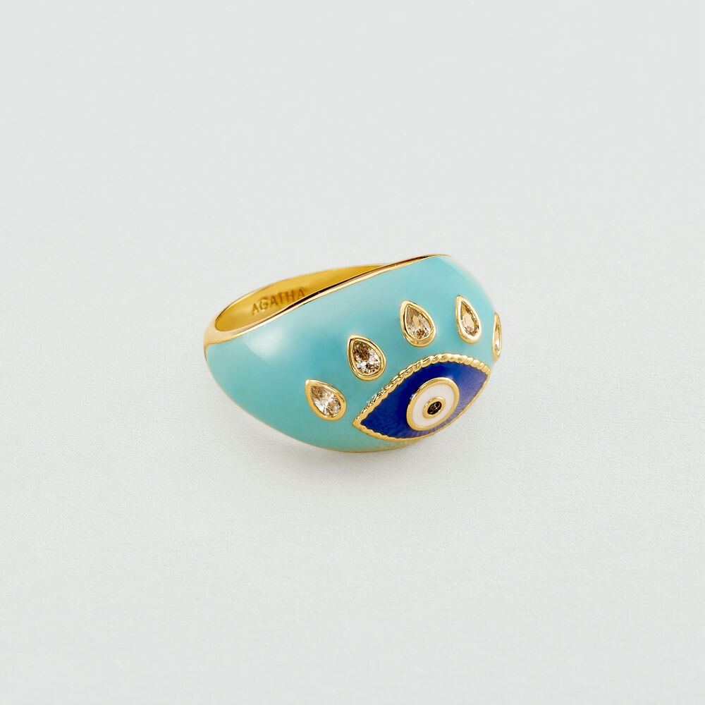 Bague large CYCLADES - Turquoise / Doré - Outlet  | Agatha