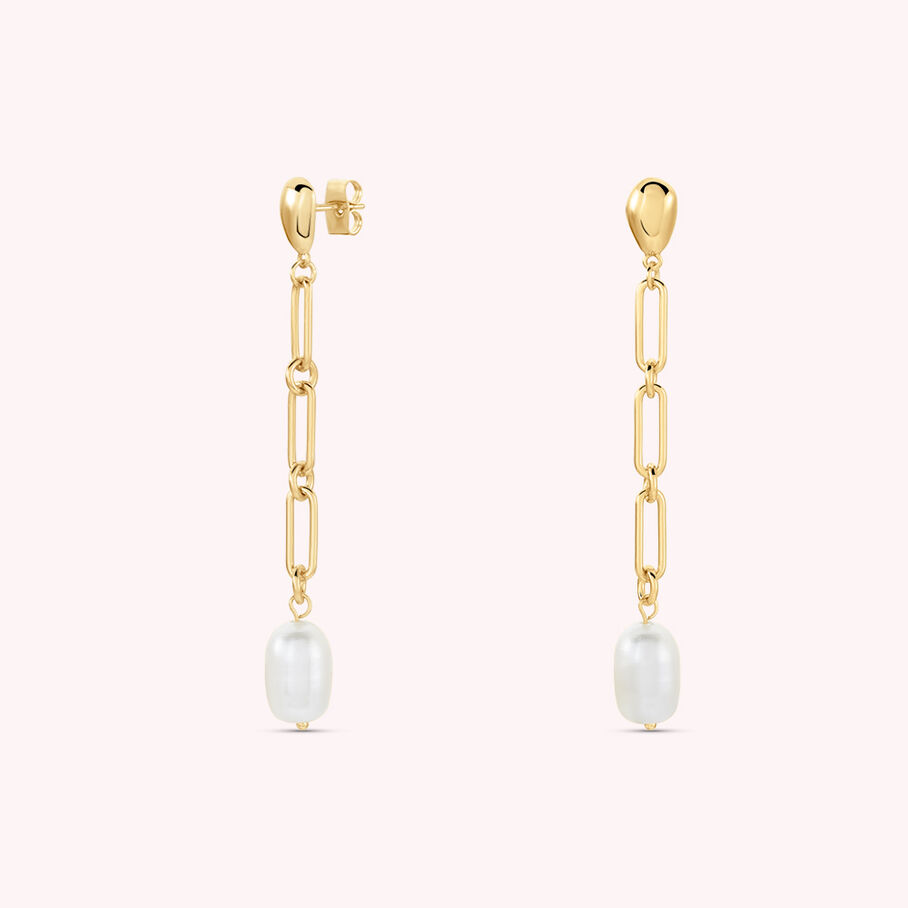 Boucles d'oreilles pendantes IDYLLE - Perle / Doré - Boucles d'oreilles  | Agatha