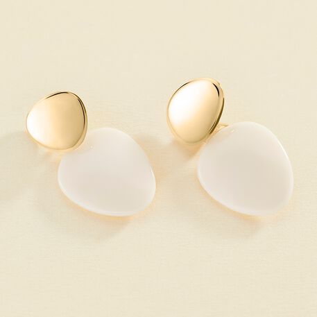 Boucles d'oreilles pendantes BRIGITTE - Ivoire / Doré - Boucles d'oreilles  | Agatha